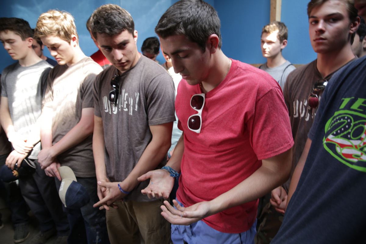 Students praying