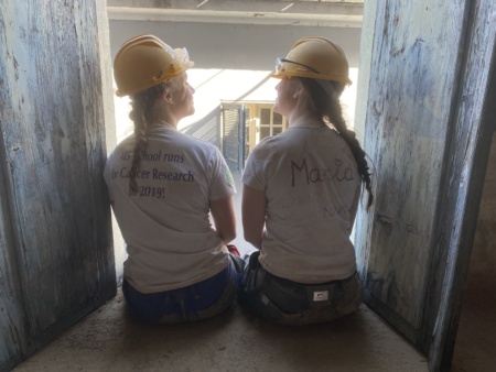 Volunteers take a quick break on the buildsite in Portugal