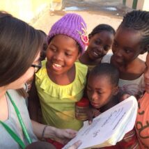 These girls teach the team their local language.